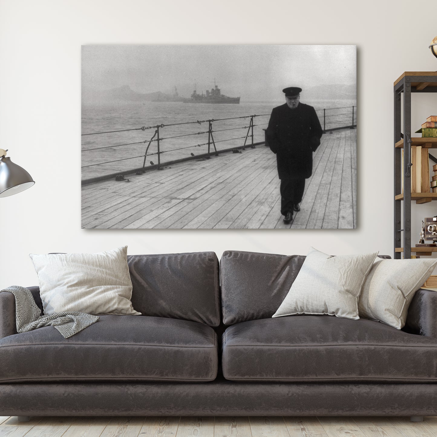 Winston Churchill On Ship Deck