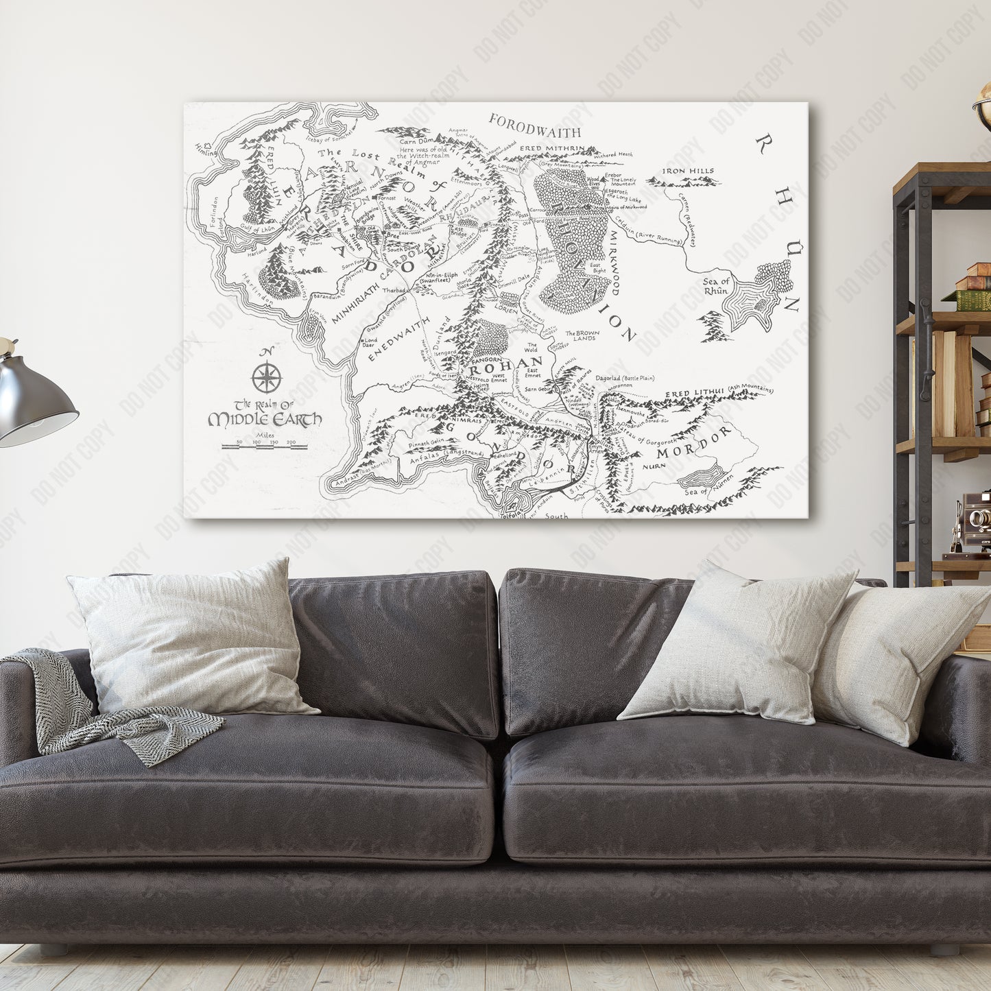 The Lord Of The Rings White Map of Middle Earth