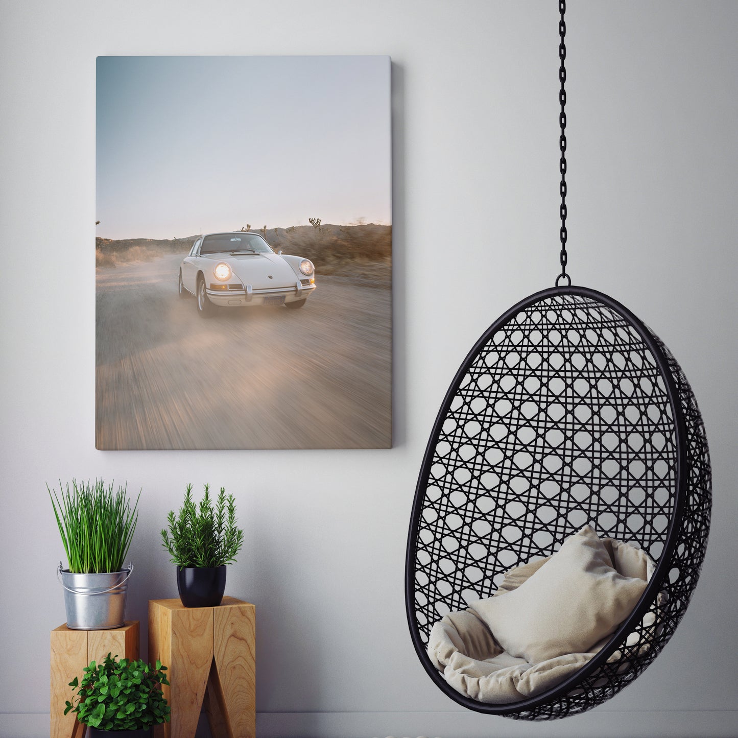 White Porsche 911 In Desert