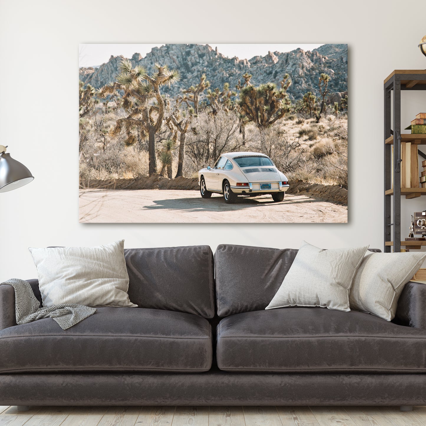 Vintage White Porsche In Desert