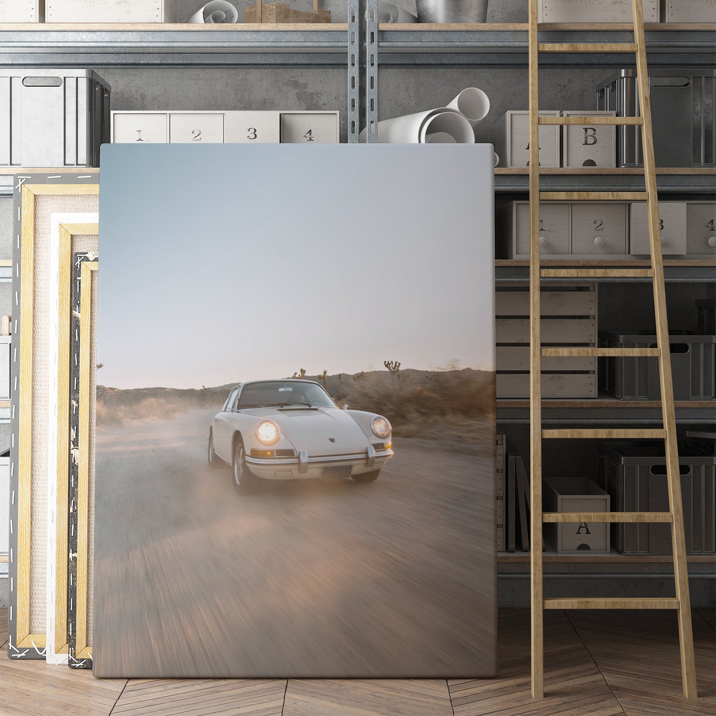 White Porsche 911 In Desert