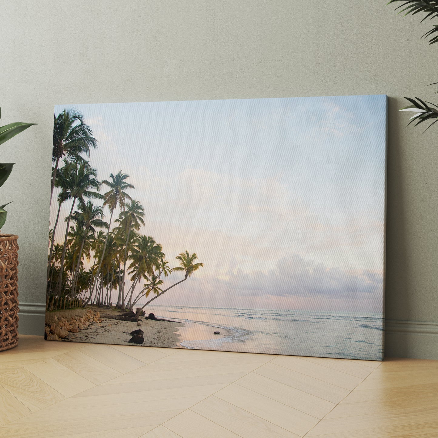 Beach Palm Trees Ocean Sunset