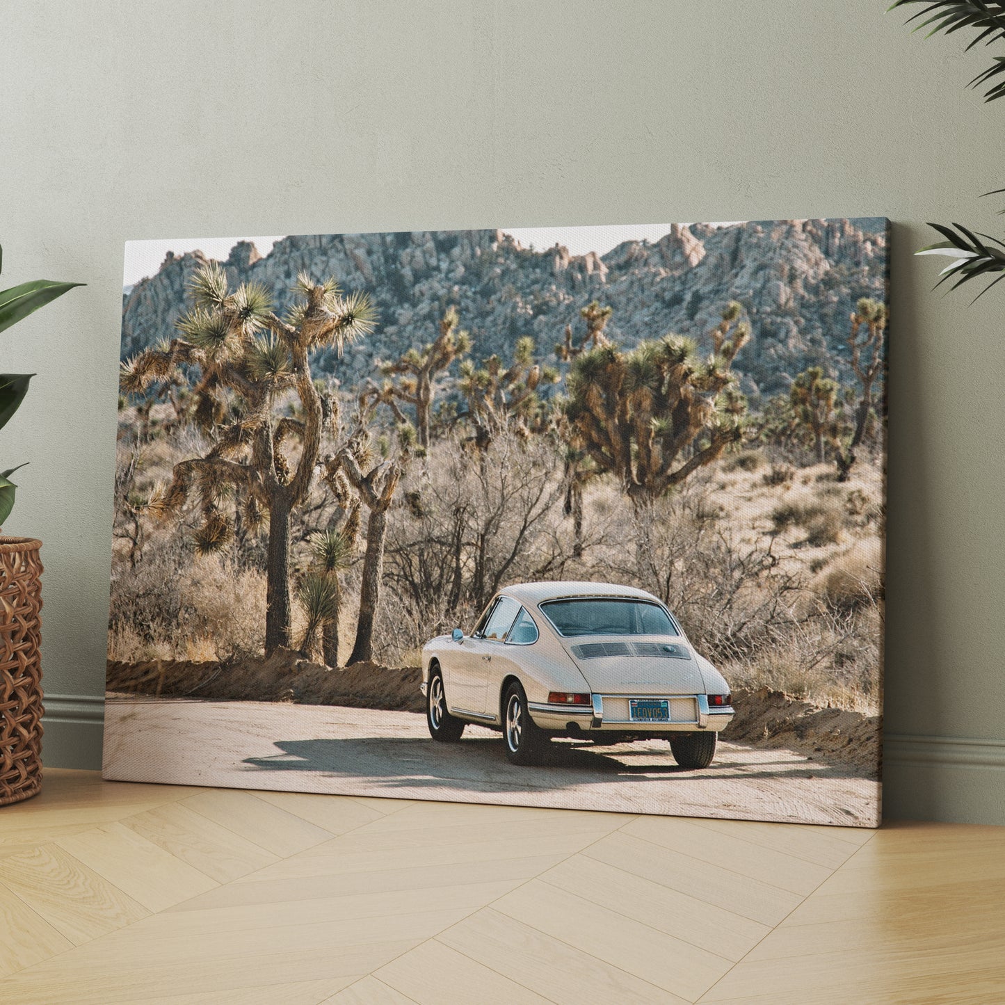 Vintage White Porsche In Desert