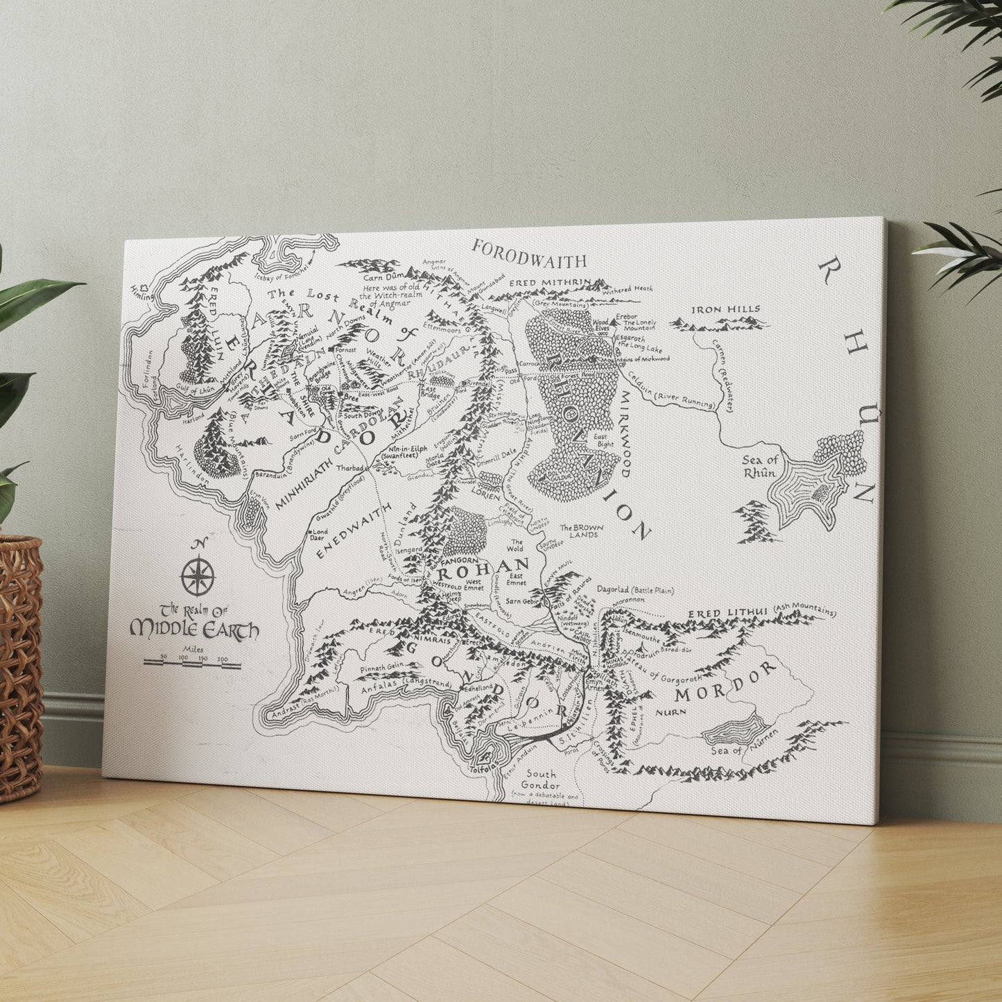 The Lord Of The Rings White Map of Middle Earth