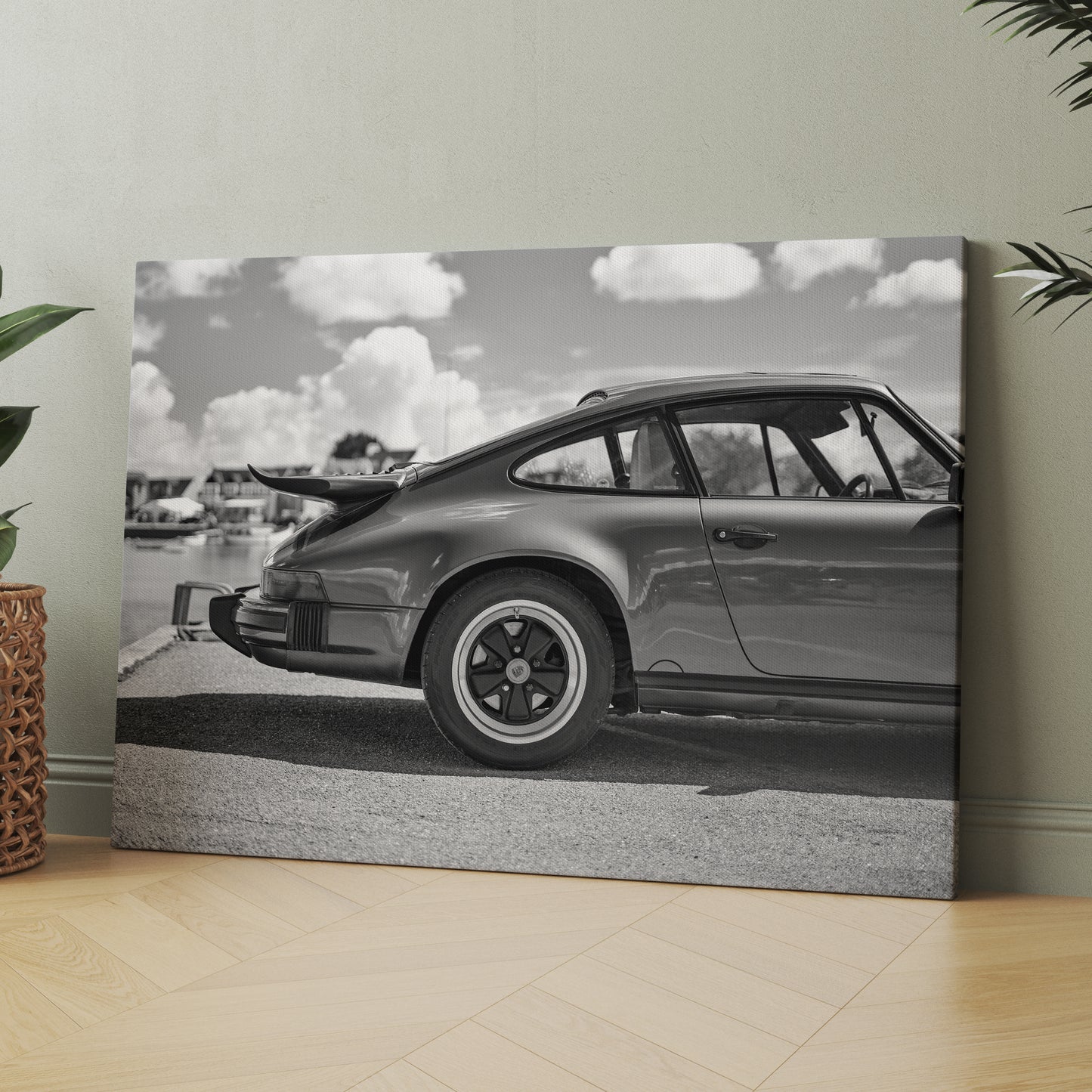 Rear View of A Vintage Black Porsche 911