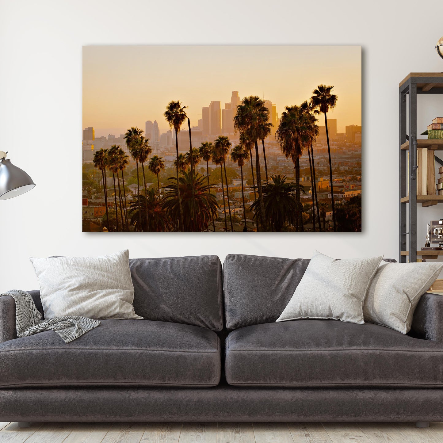 Los Angeles Downtown Skyline Palm Trees