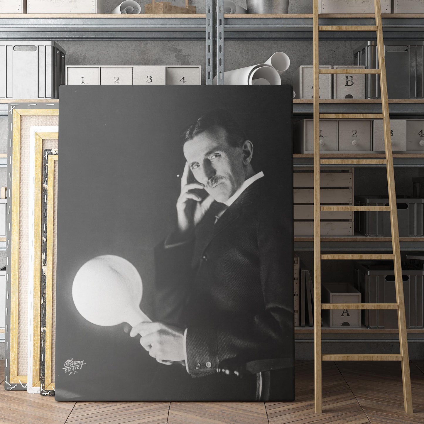 Nikola Tesla With Lightbulb 1900s