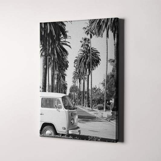 Vintage Volkswagen Van With Palm Trees